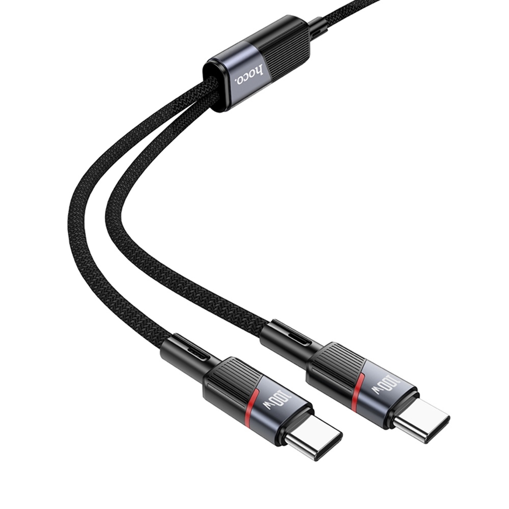 Кабель Hoco U139 2в1 Type-C to Type-C/ Type-C PD 100W 1.2m black
