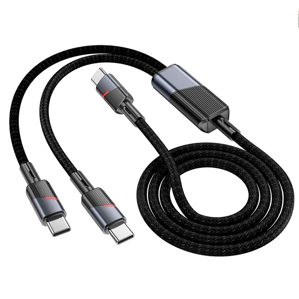 Кабель Hoco U139 2в1 Type-C to Type-C/ Type-C PD 100W 1.2m black