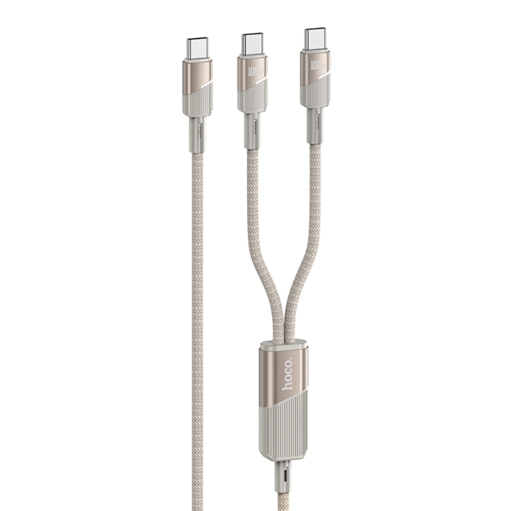Кабель Hoco U139 2в1 Type-C to Type-C/ Type-C PD 100W 1.2m gold