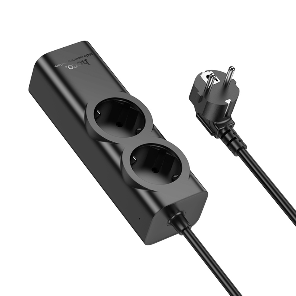 Сетевое зарядное устройство удлинитель Hoco NS10 USB/ 3 Type-C PD 67W 2 розетка 2m black