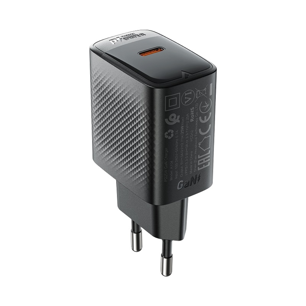 Сетевое зарядное устройство Acefast A104 Type-C PD25W черное