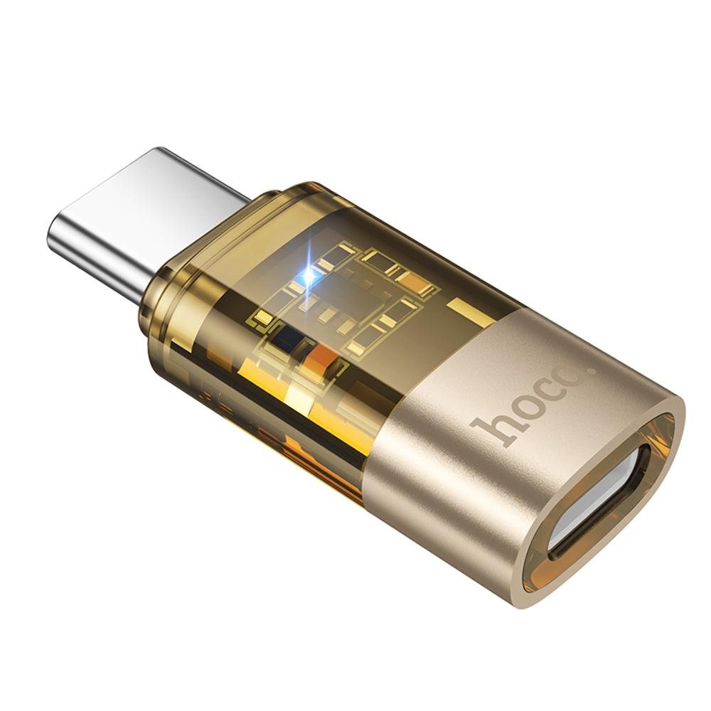 Адаптер переходник Hoco UA36D Type-C to Lightning gold
