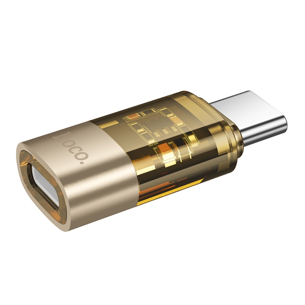 Адаптер переходник Hoco UA36D Type-C to Lightning gold