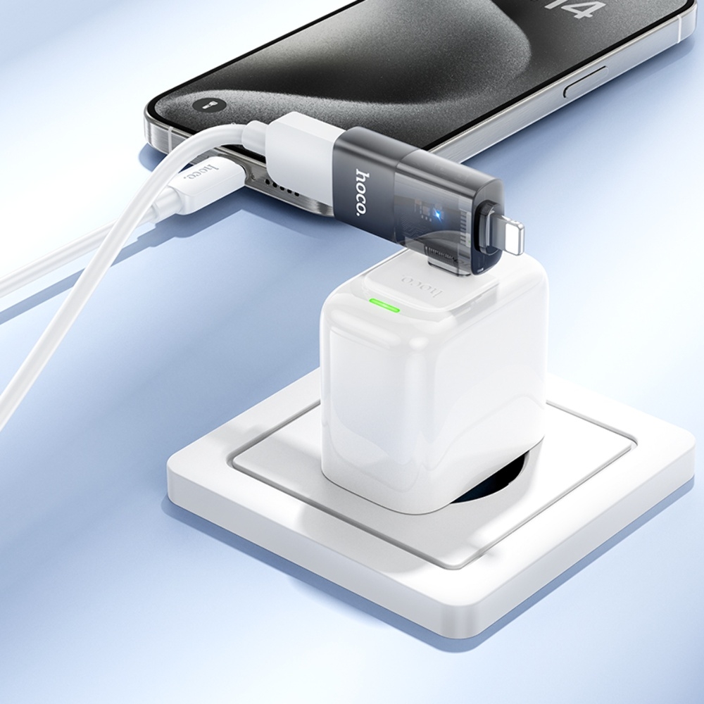 Адаптер переходник Hoco UA36E 2в1 Lightning/ Type-C to USB black