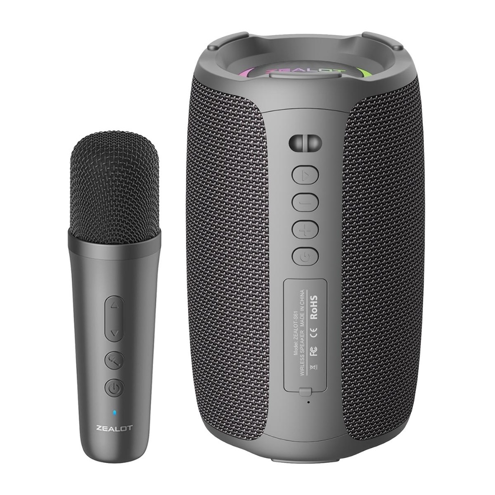 Портативная Bluetooth колонка ZEALOT S61M с LED подсветкой + микрофон Black
