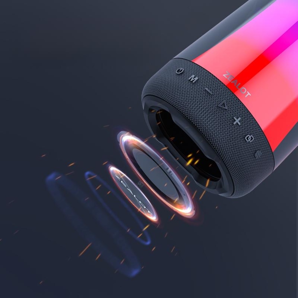 Портативная Bluetooth колонка ZEALOT S66 с LED подсветкой Black