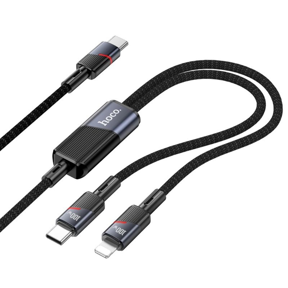 Кабель Hoco U139 2в1 Type-C to Type-C/ Lightning 100W 1.2m black