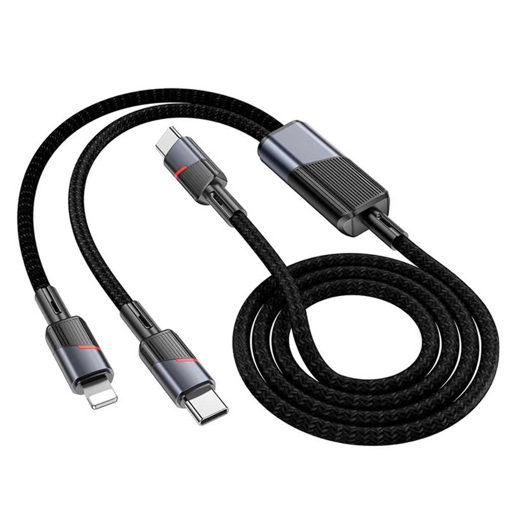 Кабель Hoco U139 2в1 Type-C to Type-C/ Lightning 100W 1.2m black
