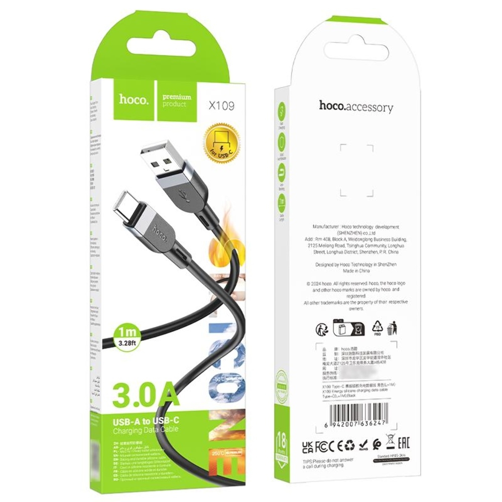 Кабель Hoco X109 USB to Type-C 1m black