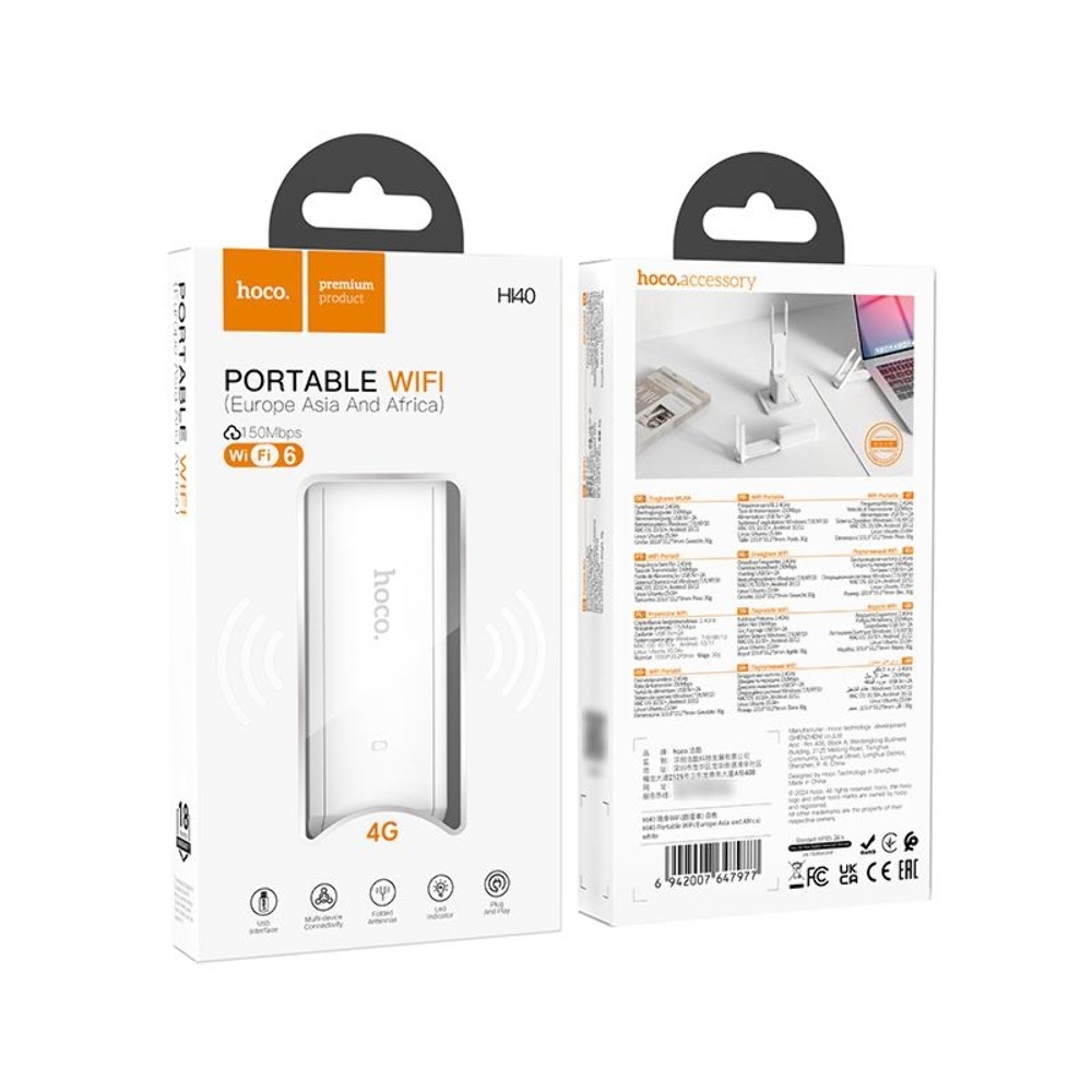 Портативный USB модем Wi-Fi Hoco HI40 white