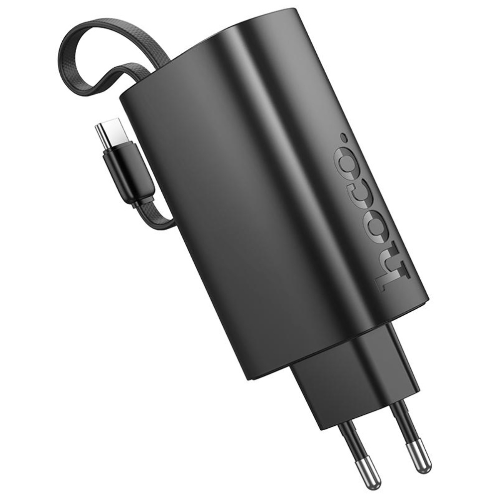 Сетевое зарядное устройство Hoco J148 со встроенным Power Bank 5000mAh PD 20W + кабель Type-C black