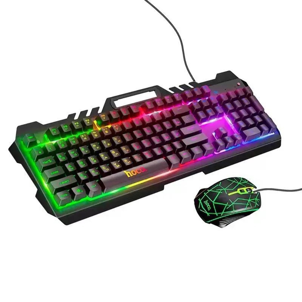Комплект клавиатура и мышь Hoco DI16 (ENG/ РУС) с RGB подсветкой black