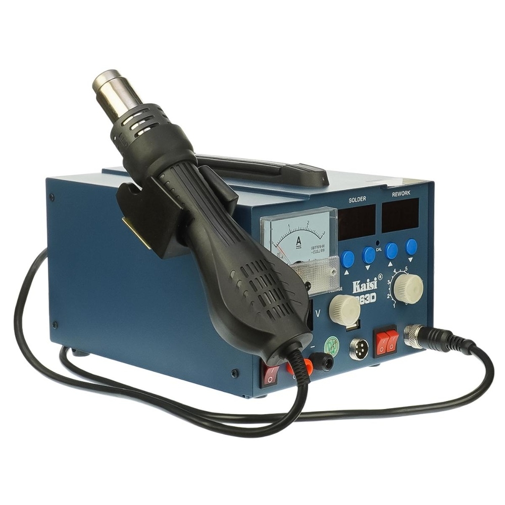 Паяльная станция Kaisi 863D, фен, паяльник, блок питания 15V 3A, USB A 5V 2A