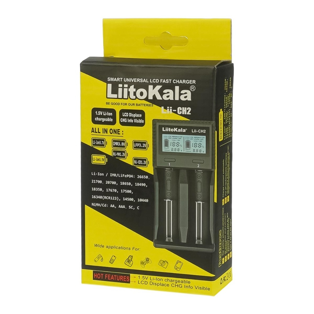 Универсальное зарядное устройство LiitoKala Lii-CH2 для аккумуляторов 18650/ АА/ ААА и других, 2 слота
