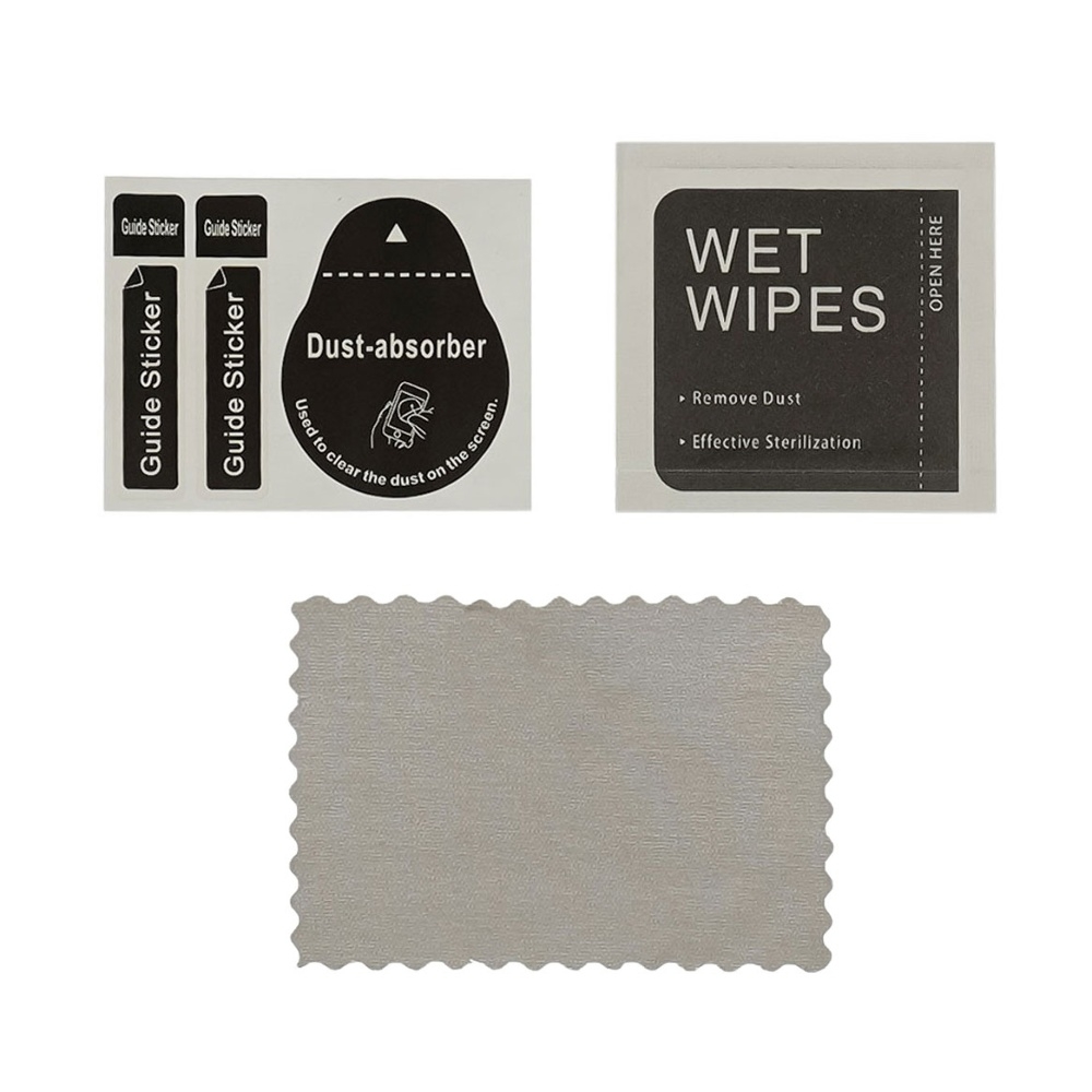 Комплект для поклейки стекла (влажная салфетка, микрофибра и deduster)