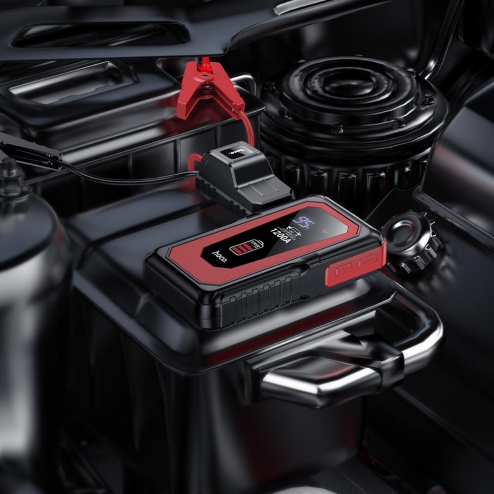 Автомобильное пуско-зарядное устройство Бустер Hoco QS3 10000mAh с фонарем black