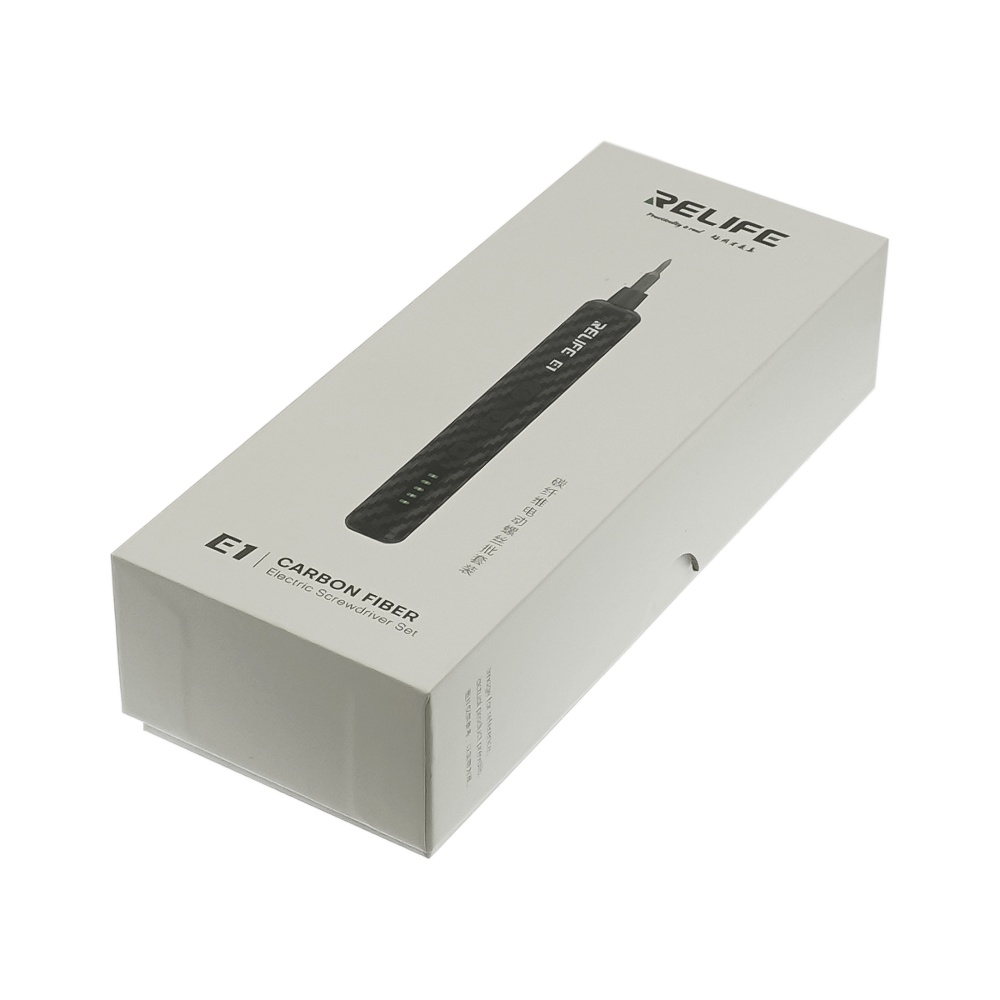 Аккумуляторная отвёртка Relife E1 Carbon c LED подсветкой и регулировкой крутящего момента (12 бит, USB-Type-C)