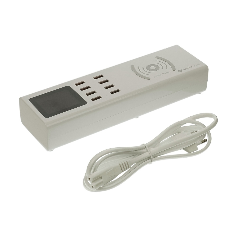 Зарядная станция с индикацией параметров зарядки Sunshine SS-309WD 40W (8 USB 5V/ 1A/ Wireless charging 10W)