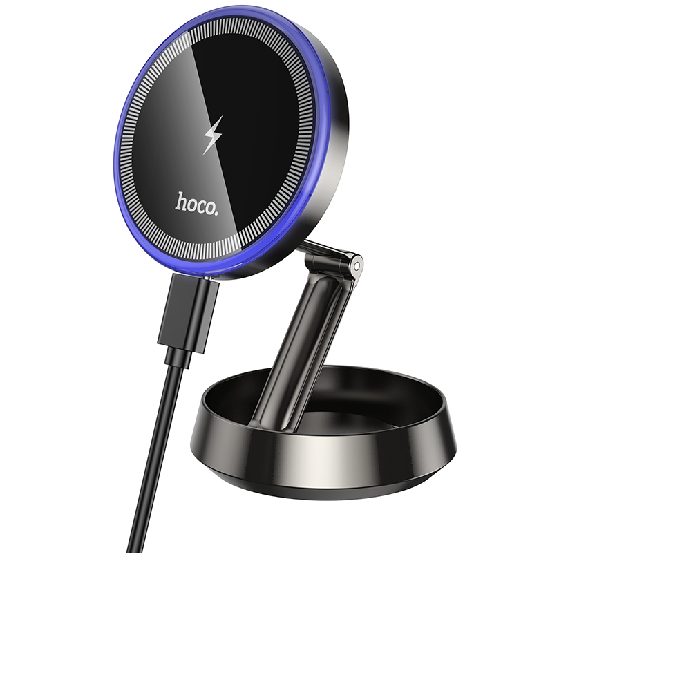 Автодержатель Hoco HW33 магнитный с беспроводной зарядкой metal grey