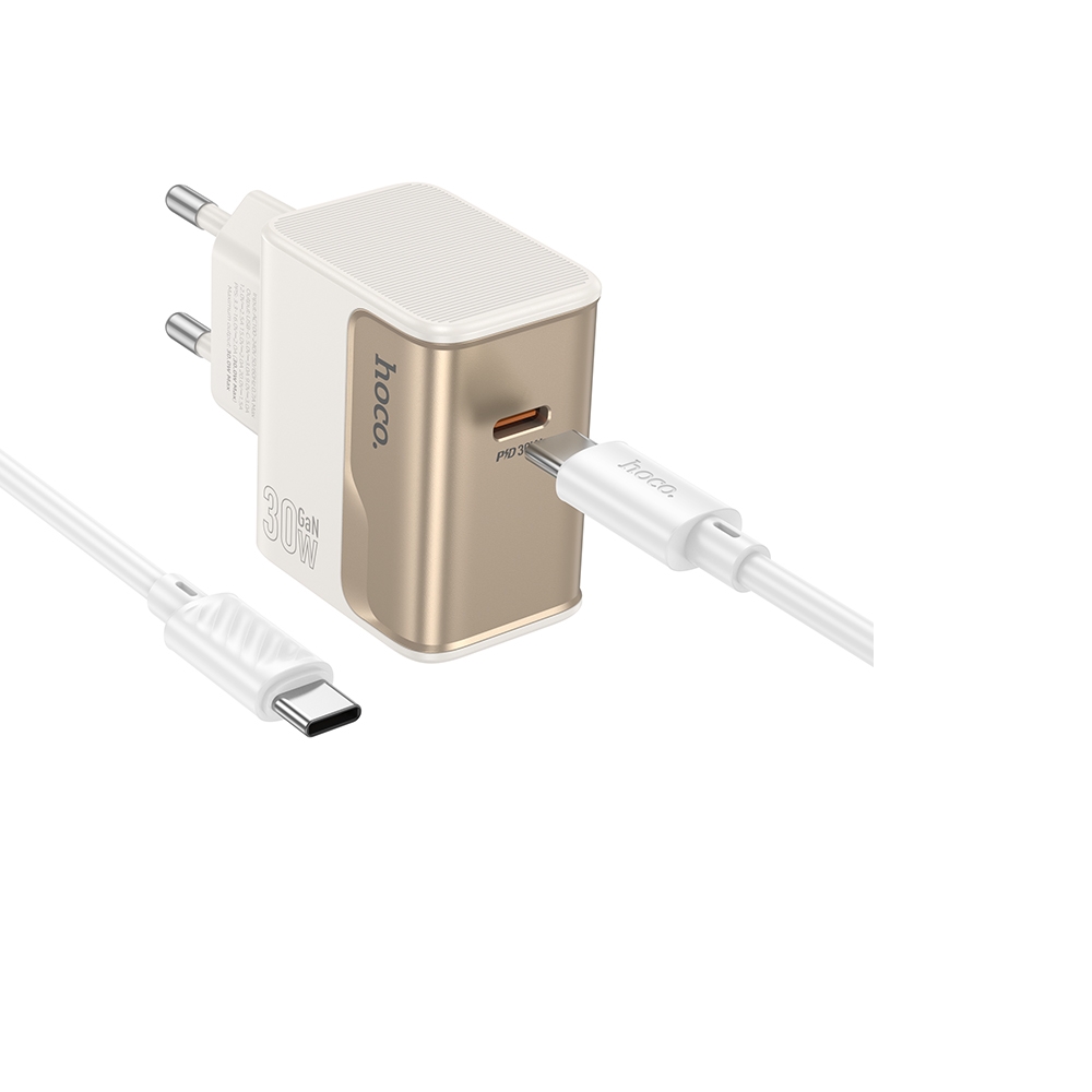 Сетевое зарядное устройство Hoco CS72A Type-C PD 30W white + кабель Type-C to Type-C