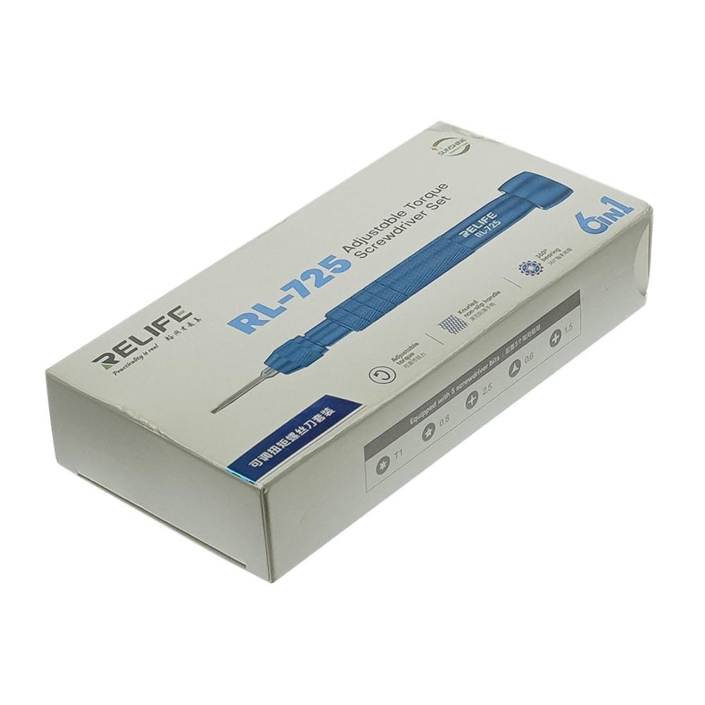 Набор отвёрток Relife RL-725 (ручка с фиксированным крутящим моментом (5кгс/см), биты:T1, +1.5, Y0.6, *0.8, Pinhead 2.5)