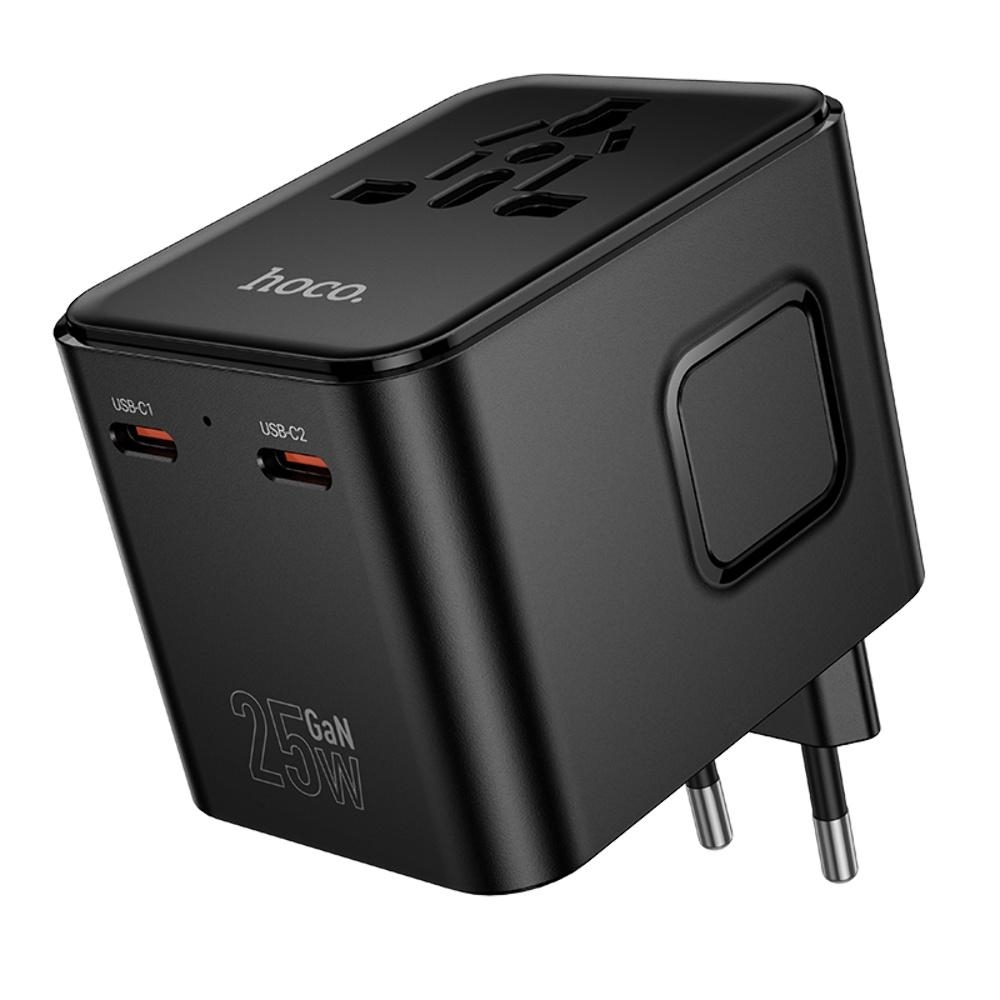 Сетевое зарядное устройство Hoco AC31 USB/ 2 Type-C PD 25W black