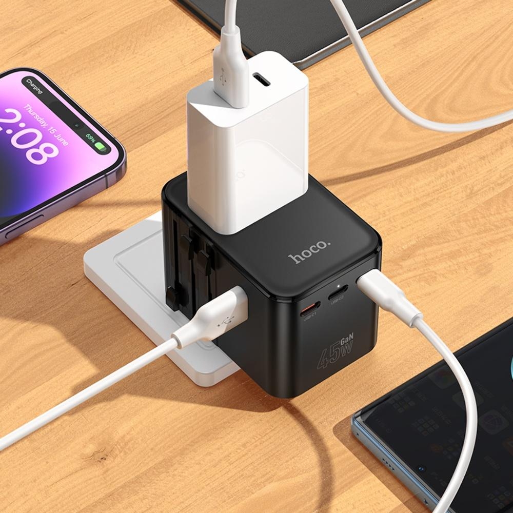 Сетевое зарядное устройство Hoco AC32 2 USB/ 3 Type-C PD 45W black