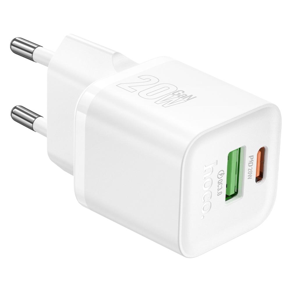 Сетевое зарядное устройство Hoco N65 USB/ Type-C PD QC white