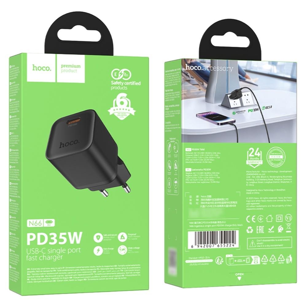 Сетевое зарядное устройство Hoco N66 Type-C PD 35W black