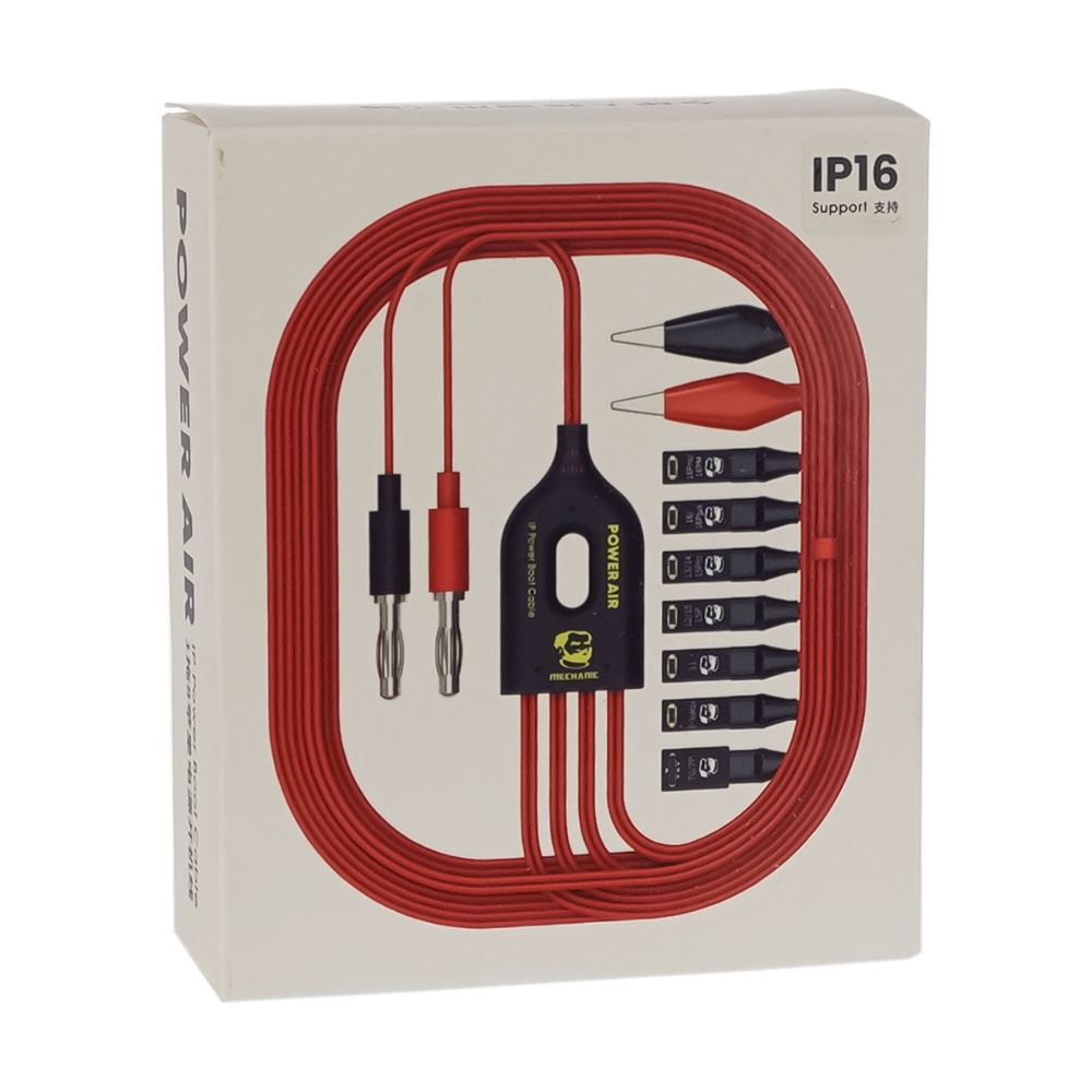 Кабели для блоков питания Mechanic Power Air iP16, с крокодилами и разъёмами для подключения плат iPhone 7 - 16 Pro Max