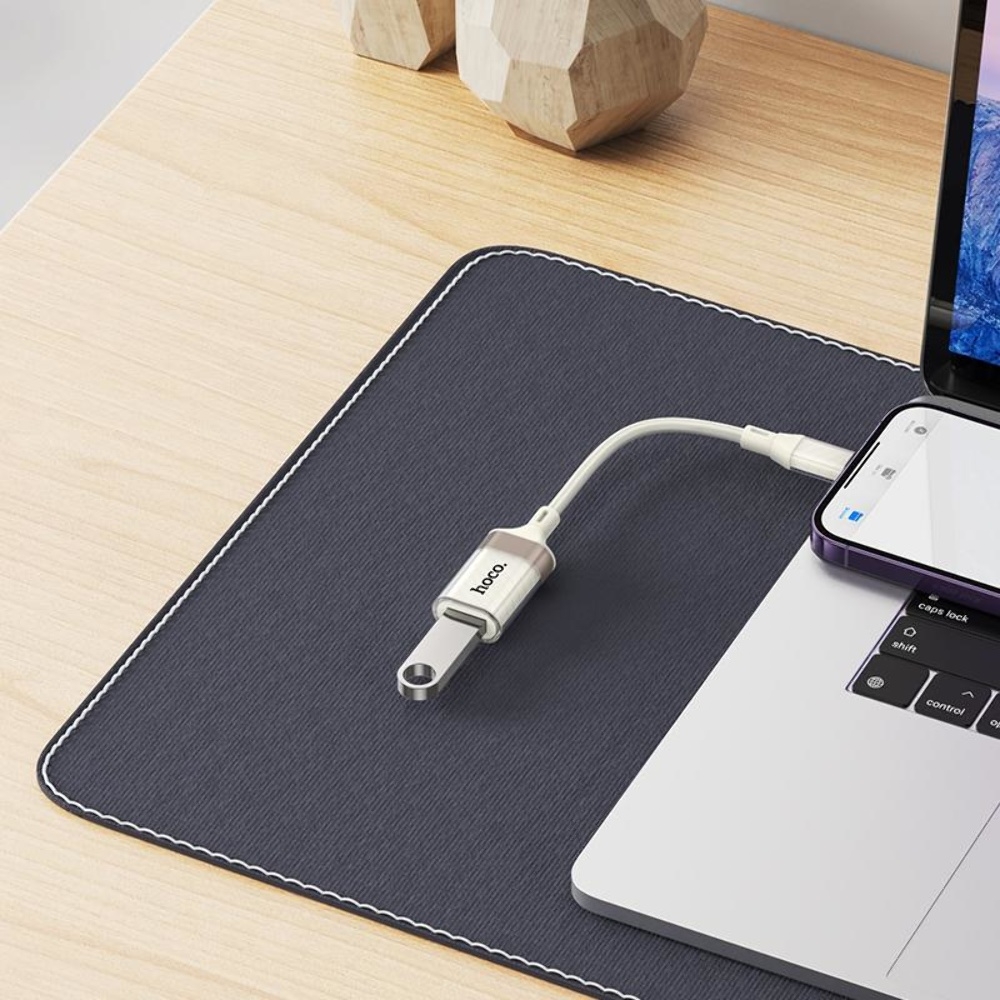 Адаптер переходник Hoco UA39 Lightning to USB 2.0 apricot