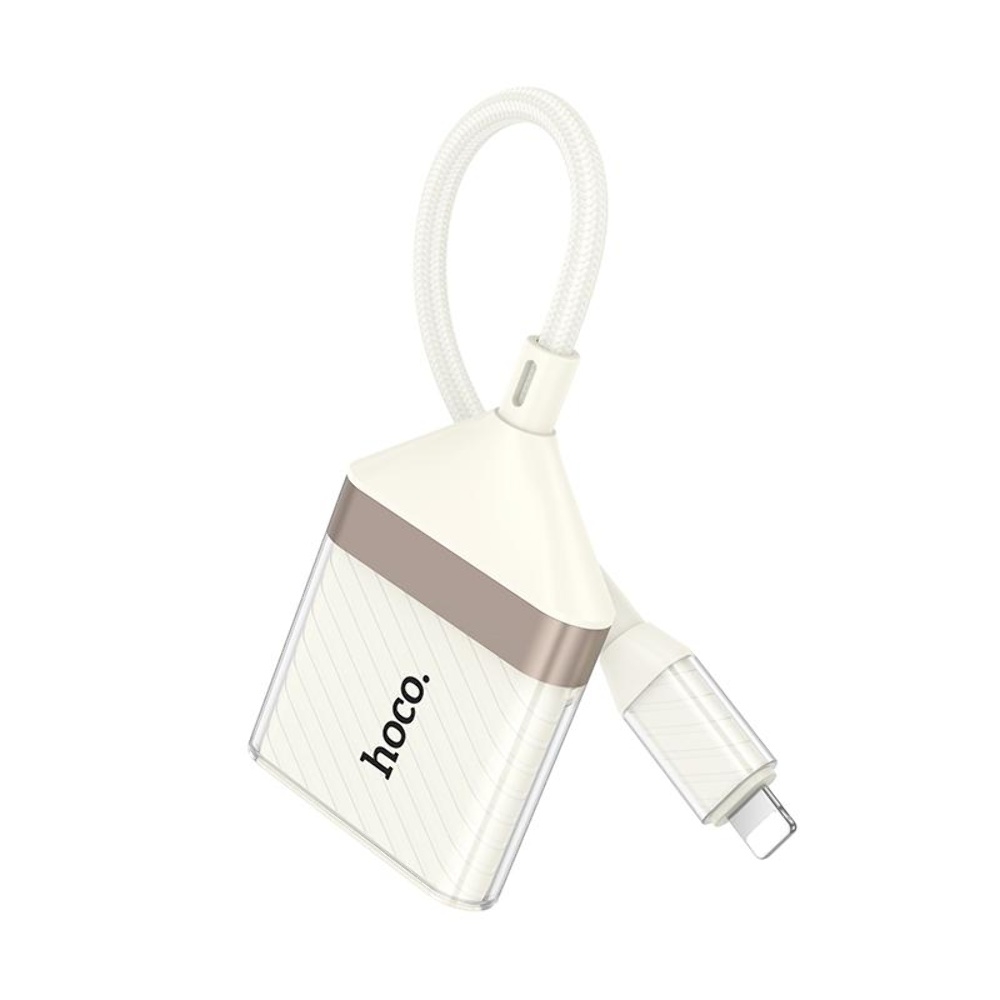 Адаптер переходник Hoco UA40 2-in-1 Lightning to TF/SD apricot