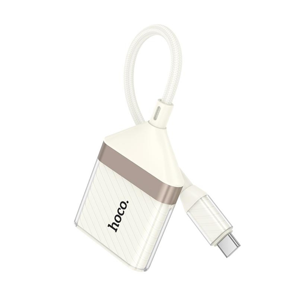 Адаптер переходник Hoco UA40A 2-in-1 Type-C to TF/SD apricot
