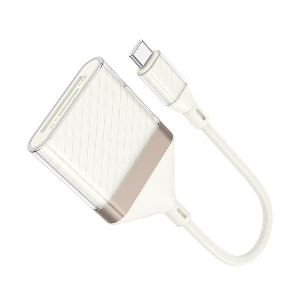 Адаптер переходник Hoco UA40A 2-in-1 Type-C to TF/SD apricot