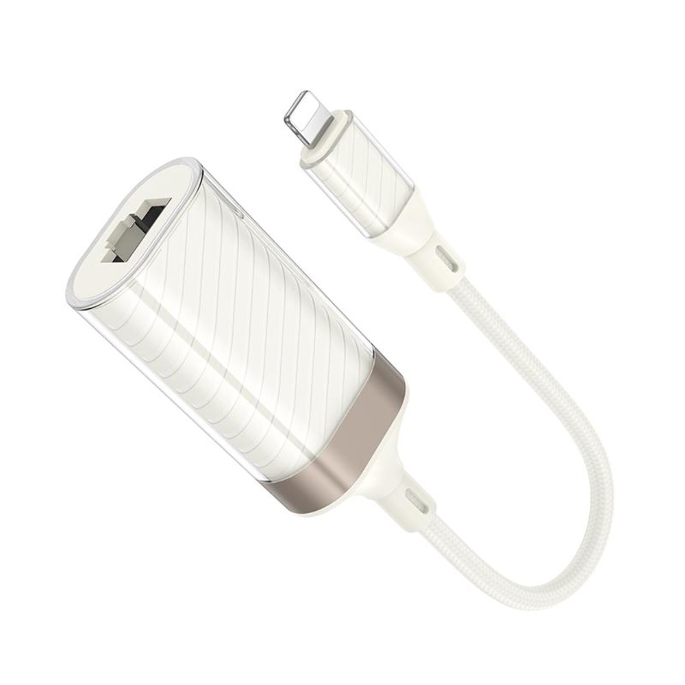 Адаптер переходник Hoco UA41A Lightning to RJ-45 100 mbps apricot
