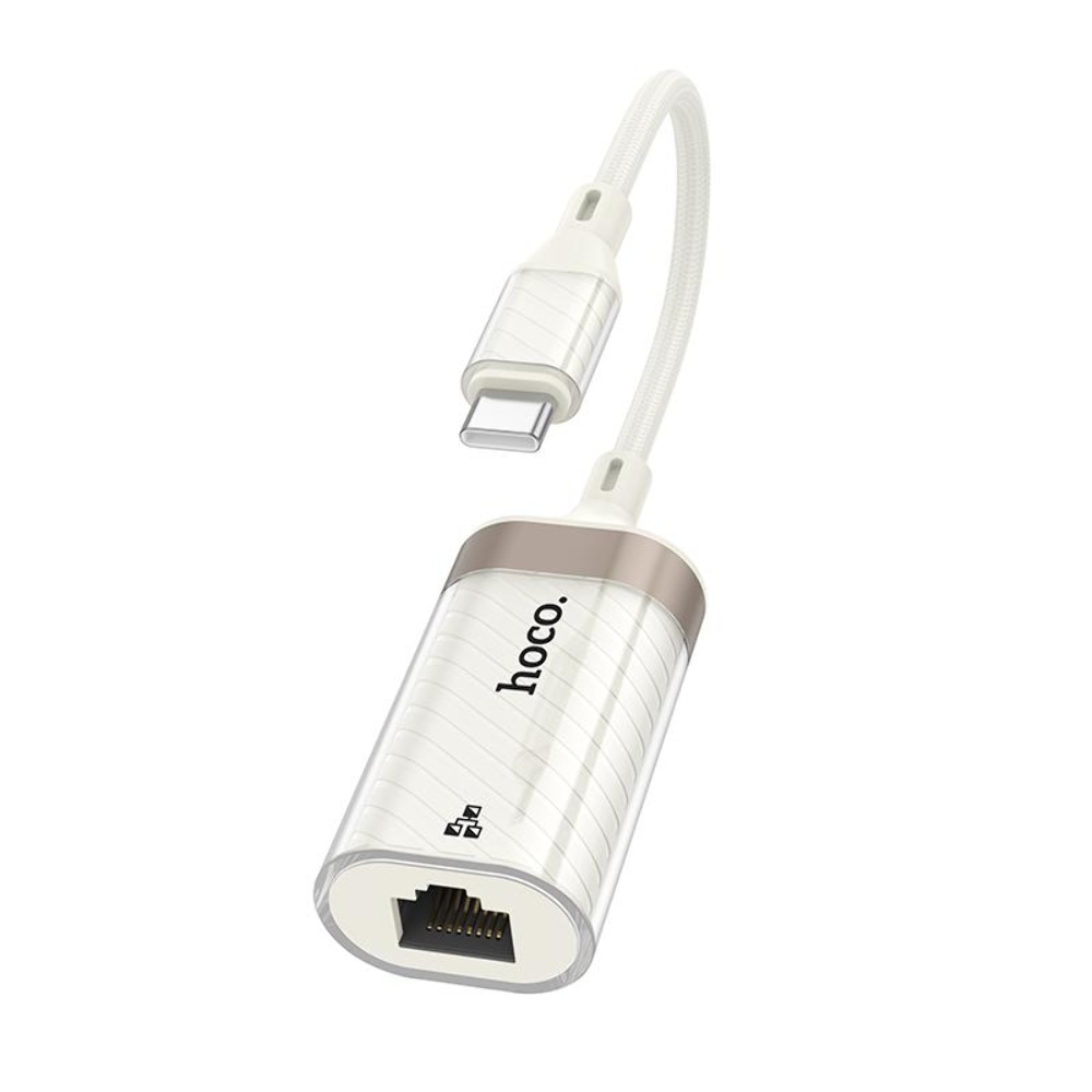 Адаптер переходник Hoco UA41B Type-C to RJ-45 100 mbps apricot