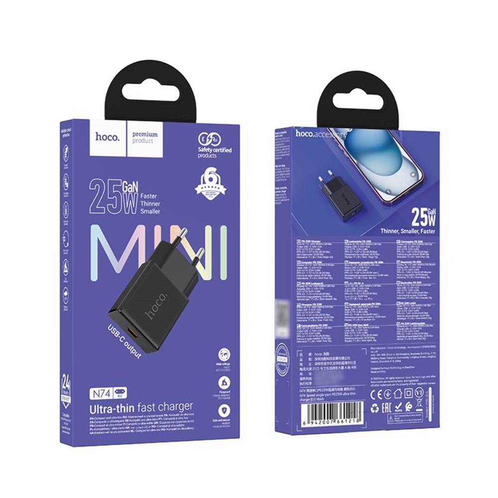 Сетевое зарядное устройство Hoco N74 Type-C PD 25W black