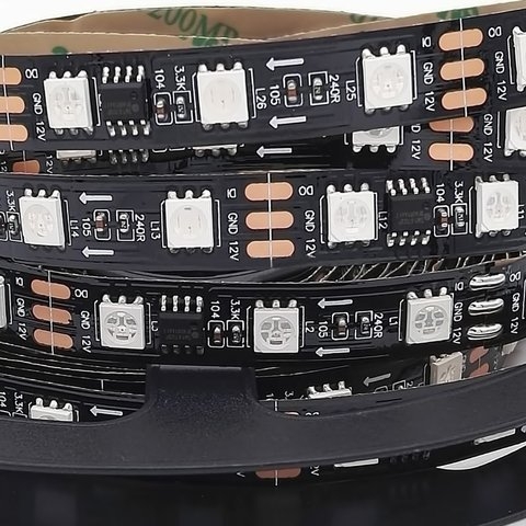 Светодиодная лента RGB SMD5050, WS2811 (, черная, c управлением, IP20, 12 В, 60 диодов/м, 5 м)