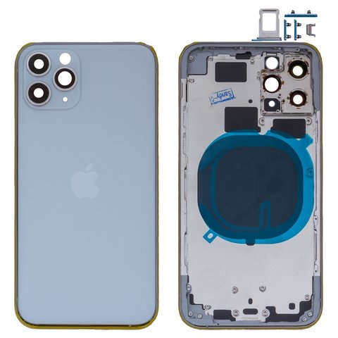 Корпус Apple iPhone 11 Pro, серебристый, с держателем SIM-карты, с боковыми кнопками, matte silver