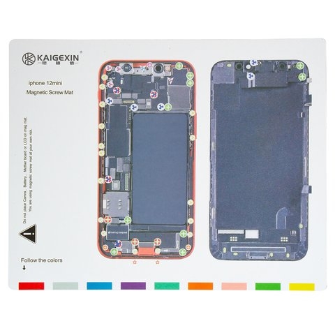 Коврик монтажный Apple iPhone 12 mini, магнитный, раскладки шурупов