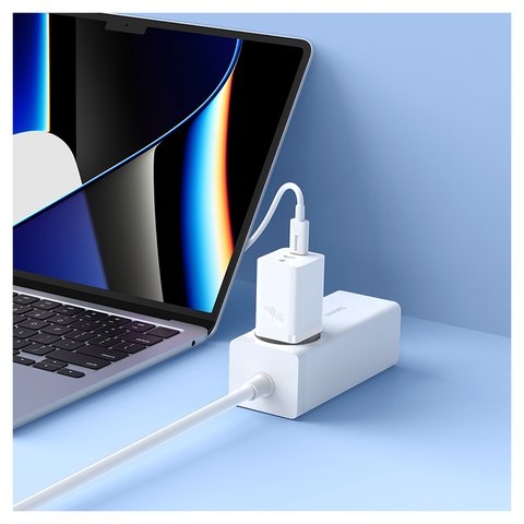 Сетевое зарядное устройство Baseus, GaN, 5 Pro, 40 Вт, Quick Charge, білий, 2 порта, #CCGP180102 