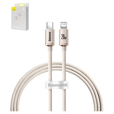 USB-кабель Baseus Crystal Shine Series, Type-C на Lightning, 120 см, 20 Вт, розовый, #CAJY001304