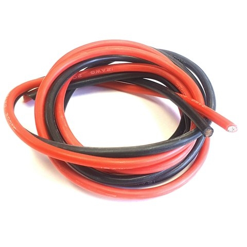 Проволока в силиконовой изоляции 12AWG, 3,31 мм², 1 м, чорний