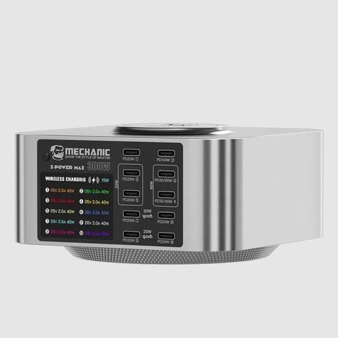 Сетевое зарядное устройство Mechanic X-Power Max, 300 Вт, Wireless Charge, Power Delivery (PD), 10 портов