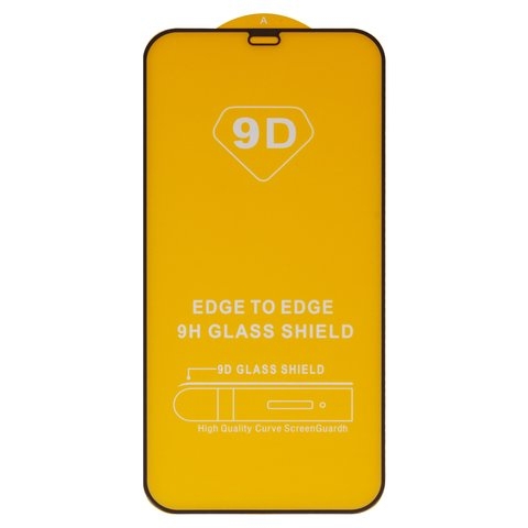 Закаленное защитное стекло Apple iPhone 12 Pro Max, совместимо с чехлом, Full Glue, (без упаковки), чорний, cлой клея нанесен по всей поверхности