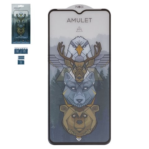 Закаленное защитное стекло iNobi Amulet для Realme C11, C25Y, C30s, C35; Oppo A78 5G, Full Glue, Anti-Static, чорний, cлой клея нанесен по всей поверхности