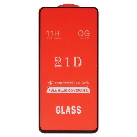 Закаленное защитное стекло Oppo A52, A72, A92, совместимо с чехлом, Full Glue, (без упаковки), чорний, cлой клея нанесен по всей поверхности
