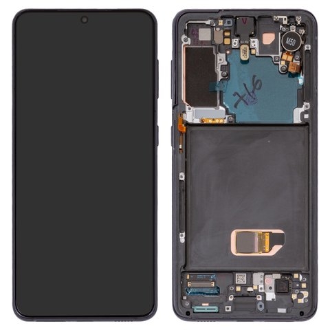 Дисплей Samsung SM-G991 Galaxy S21 5G, серый, с фронтальной камерой, с рамкой, Original, сервисная упаковка, phantom Gray, original glass, #GH82-24544A/GH82-24545A/GH82-27256A/GH82-27255A