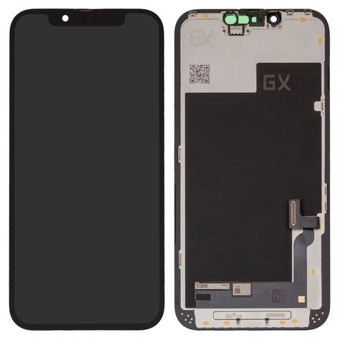 Дисплей для iPhone 13, черный, с рамкой, High Copy, с широким ободком, (OLED), GX OEM hard