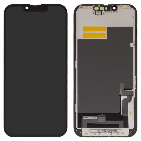 Дисплей для iPhone 13, черный, с рамкой, High Copy, без микросхемы, (OLED), YK OEM hard